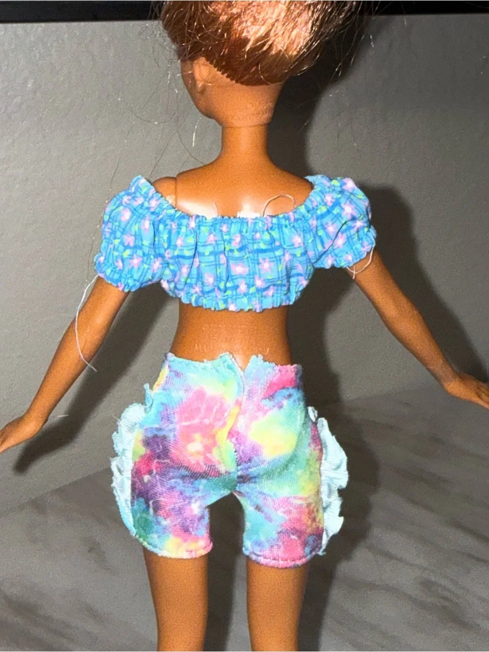 Barbie Mattel Skipper size doll biker shorts tie dye ruffles